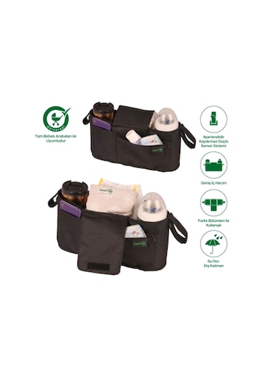 Been Bebek Arabası Organizer Çanta Siyah