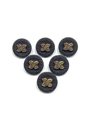 Yelek Hırka Düğmesi / Kabartma Gold Detaylı / Siyah 1,8 Cm / Kod:2620