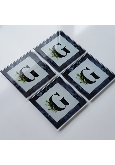 Decorita Cam Bardak Altlığı G Harfli Tasarım 4'lü Takım 10 x 10 CM Çok Renkli