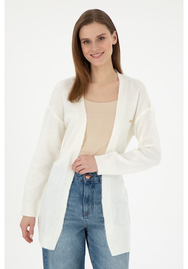 U.s. Polo Assn. Kadın Krem Melanj Hırka Triko 50297102-vr159 Krem Melanj