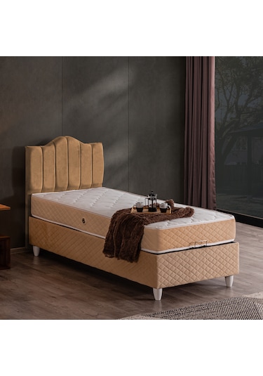 Trend Tek Kişilik Baza Başlık Letto Yatak Seti Bej 100 x 200