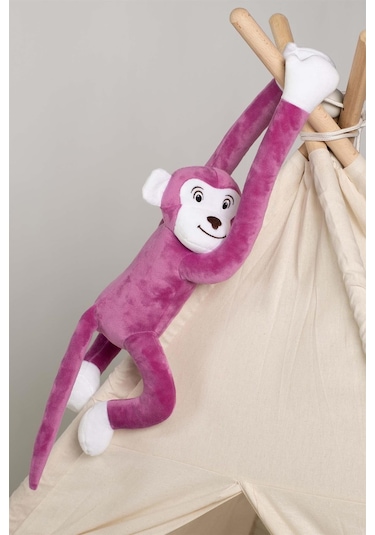 Boumini Toys Boyuna Sarılan Pelüş Maymun Mor Elleri Çıtçıtlı 55 CM - Mor