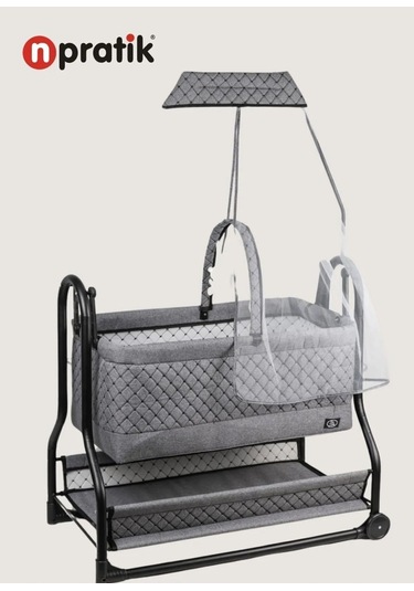 N'pratik Lüx Bebek Beşiği Nenni Silinebilir Portatif Sallanır Sepet Beşik Hamak Beşik Antrasit