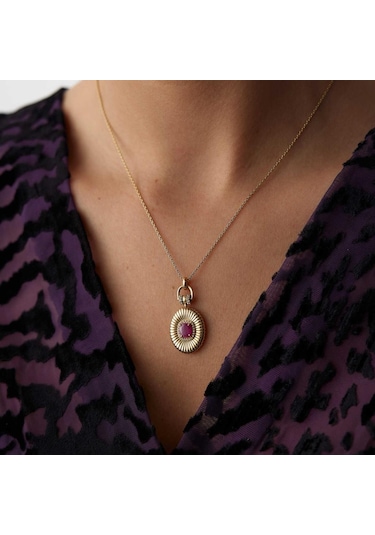 By Golden House Vintage Ruby Pırlanta Kolye