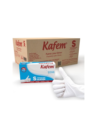 Kafem Beyaz Lateks Eldiven Pudralı (S) 100 Lü X 20 Paket (Koli)