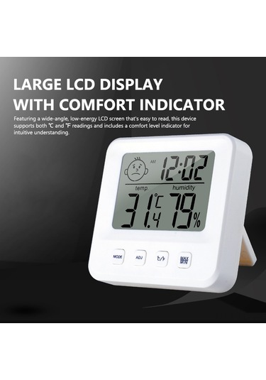 Lemestar Ev, Seracılık, Depo İçin Dijital Sicaklık Nem Ölçer - Zaman Gösterimi, Alarm Ve Işıklandırma Özelliği - Beyaz 1222s Pil İle Gönderilir