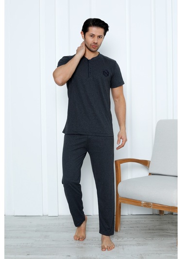 Yüksek Kaliteli Pamuk Penye: Erkekler İçin Mevsimlik 3 Parça Kısa Kollu Pijama Takımı Babalar Günü Hediyesi Füme Yüksek Kaliteli Pamuk Penye: Erkekler İçin Mevsimlik 3 Parça Kısa Kollu Pijama Takımı Babalar Günü Hediyesi Füme