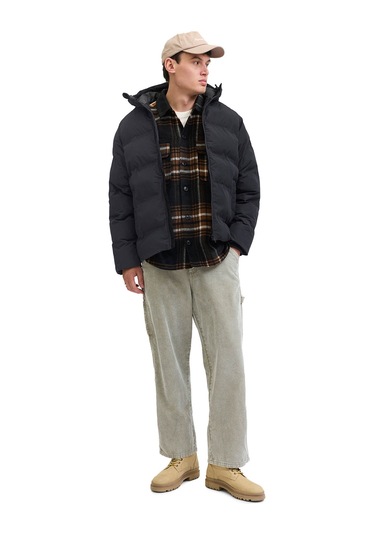 Jack & Jones Jjesoho Puffer Hood Sn Siyah Erkek Mont Siyah