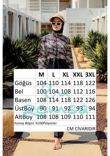 Remsa Paraşüt Tam Kapalı Tesettür Mayo R4806 Safari Siyah