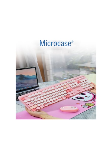 Geezer AL4186 Ayıcık Desenli Kablosuz Renkli Klavye + Mouse