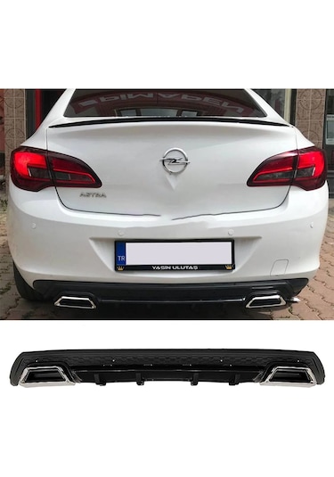 Opel Astra J Sedan Uyumlu Siyah Difüzör Çiftli Kare Egzoz Görünümlü D Tip Difizör