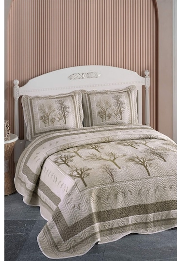 Örtüm Palmira Çift Kişilik Kapitone Yatak Örtüsü Takımı - Koyu K