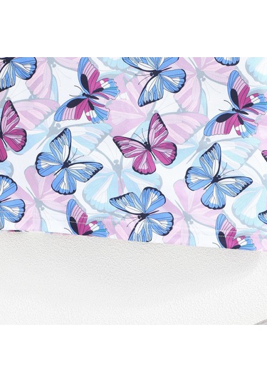 2-7 Yaş Çocuk Takımı Yaz Yeni Tatlı 2 Parça Günlük Hanım Tarzı Kısa Kollu Kayık Yaka Üst + Kelebek Baskılı Askılı Etek Mor