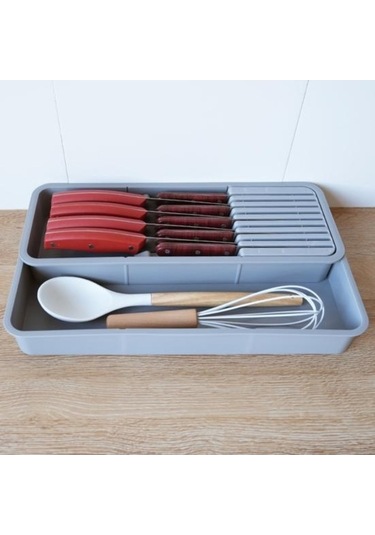 Pazly Genişletilebilir Mutfak Çekmece Bıçak Saklama Kutusu - Siyah Blade Kompakt Tasarım Siyah