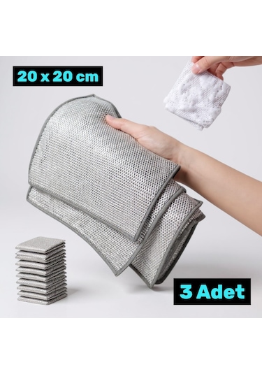 Technow Telli Bulaşık Bezi Mutfak Banyo Bezi Kir Pas Sökücü Telli Temizlik Bezi 3 Adet