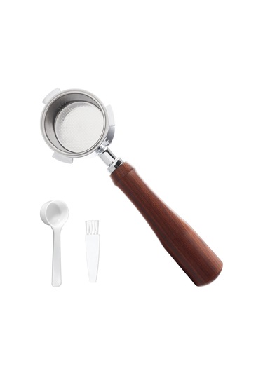 Qingmipy Delonghi Ec685/ec680 Uyumlu 51mm Ahşap Saplı Paslanmaz Çelik Portafiltre Seti, Kaşık Ve Temizleme Fırçası Dahil Diğer