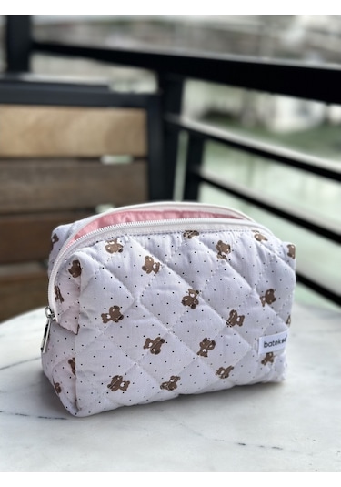 Batekso Mini Ayıcık Desenli Makyaj Çantası  Büyük Boy