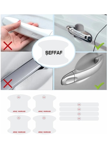 Honda Marka Araçlar İçin Kapı Kolu Çizik Önleyici 8'li Set