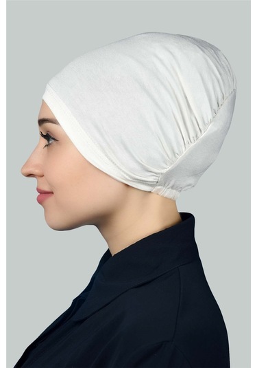 Altobeh Hazır Pratik Geçmeli Lastikli Tesettür Bone - Ekru