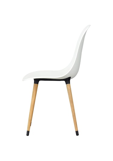 Vilinze Eames Naturel Ahşap Ayak Plastik Beyaz Sandalye