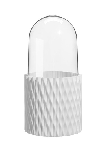 Sones Büyük Kapasiteli Döner Kozmetik Saklama Kutusu Makyaj Fırçası Saklama Tüpü Kapaklı Beyaz