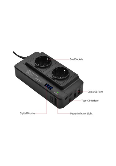 200w Güç İnvertörü Taşınabilir Dc 12v'den Ac 110v'a Araç İnvertörü Güç Dönüştürücü Transformatör, Araç Rv İçin Çift Priz Ve Usb Portları İle