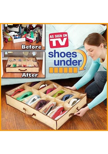 Shoes Under Portatif Ayakkabı Saklama Hurcu Renkli