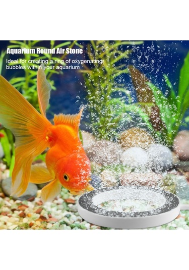 Qingmipy Akvaryum Oksijen Artırıcı Halka Şekilli Baloncuk Taşı Plastik+sinterli Taş - 125mm Çap, Kolay Kurulum, Suya Oksijen Verir