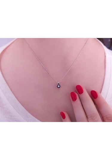 Sirius Safir ve Pırlanta Taşlı Papatya Kolye 0817P0037