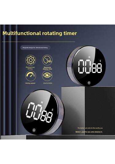 Symbee Yeni Model Dönen Lastikli Mıknatıslı Zamanlayıcı - Mutfak, Fırınlama, Öğrenme, Ev Ve Dış Mekan Kullanıma Uygun Buz Mavisi