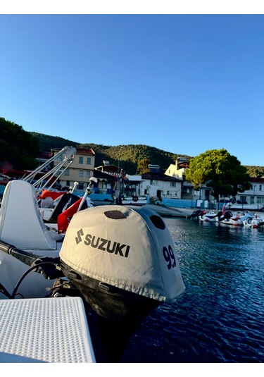 Tekne Motor Kılıfı Dıştan Takma Marin Deri Suzuki 9.9 Hp