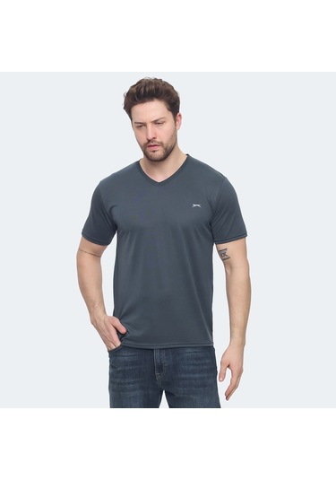 Slazenger KRAKKER Erkek V Yaka Antrasit Tişört