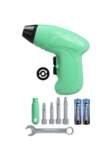 Eğitici Sök Tak Oyuncak Pilli Matkaplı 45 Parça Araç Tamir Seti Kepçe Ve Yeşil Motor