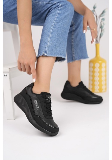 Muggo Happy Garantili Kadın Ortopedik Günlük Bağcıklı Şık Rahat Sneaker Spor Ayakkabı 001