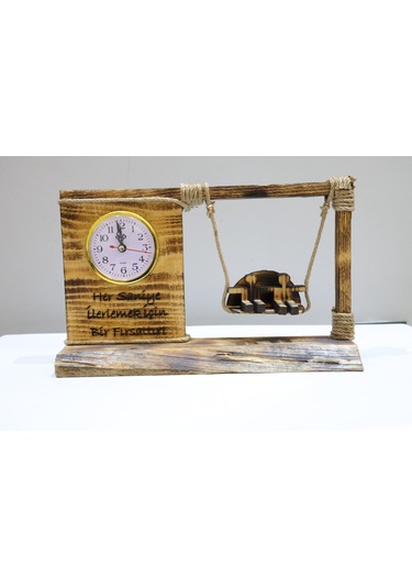 El Yapımı Ahşap Salıncaklı Masa Saati Koleksiyondan Ahşap
