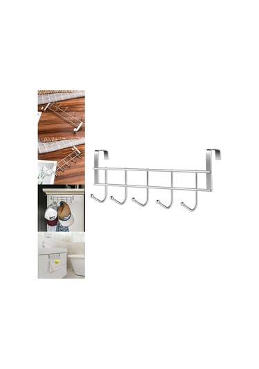 Jms 1 Adet Kapı Üstü Kanca Askı Organizatör Ceket Havlu Bornoz 5 Kanca Çelik
