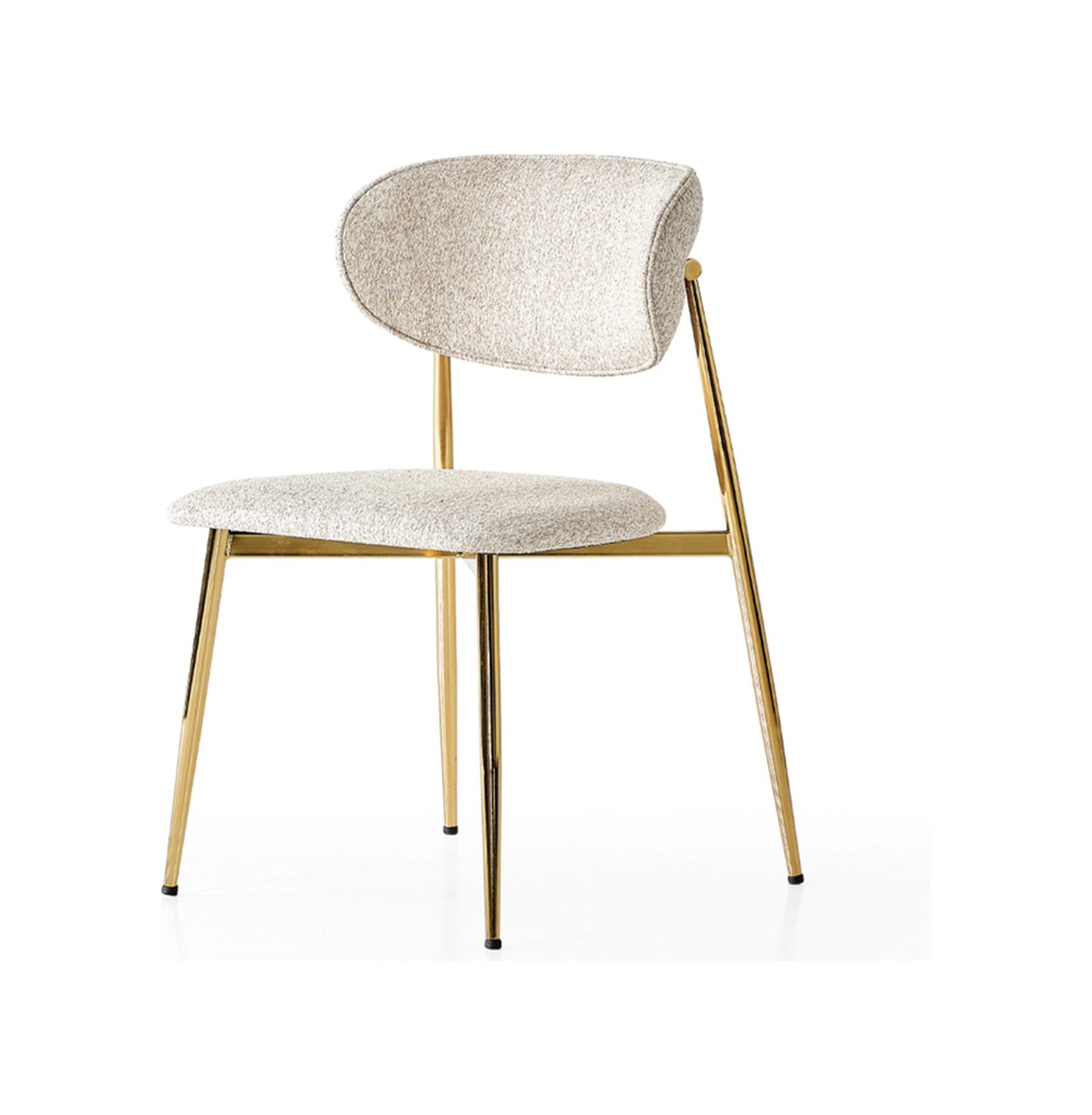 Dengema Laila S80 Sandalye Krem Kumaş, Gold Metal Ayak Krem - Gold Ayak