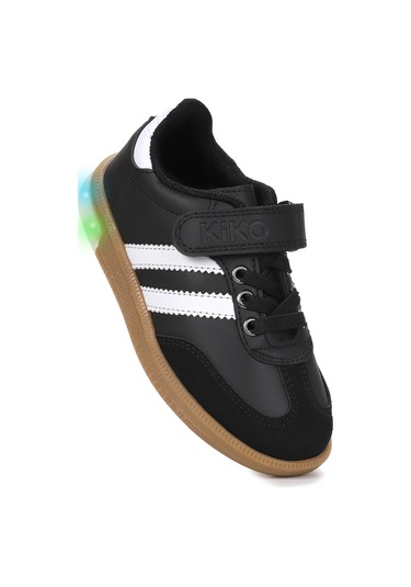 Kiko Kids Renis Günlük Cırtlı Işıklı Kız Çocuk Spor Ayakkabı Siyah - Beyaz Siyah - Beyaz