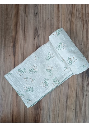 2 Katlı Müslin Kız Erkek Bebek Battaniyesi Oeko-texli %100 Pamuklu Desenli Puset Örtüsü Yenidoğan Yeşil