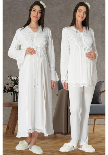 Carpediem L.r. 1519 Ekru 4 Parça Lohusa Set