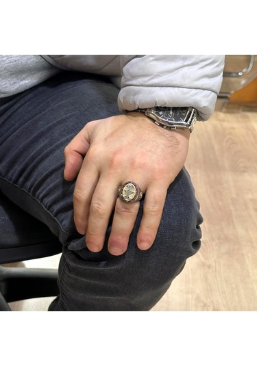 925 Ayar Katı Gümüş Yüzük - Monogram Kişiselleştirilmiş Harf Yüzüğü - Özel El Yapımı Gümüş Erkek Yüzüğü Gümüş