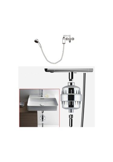 10 Aşamalı Banyo Su Filtresi Klor Ağır Metalleri Filtrelenmiş Duş Başlığı, 1 Filtre İle Kaldır Gümüş