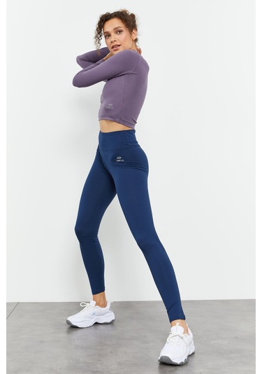 Tommy Life İndigo Yüksek Bel Toparlayıcı Slim Fit Dar Paça Kadın Tayt - 94011 İndigo