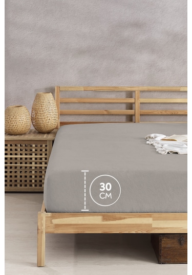 The Berb Pamuklu Havlu Çarşaf 4 Kenarı Lastikli Tek/çift Kişilik Lastikli Havlu Çarşaf Saf Vizon