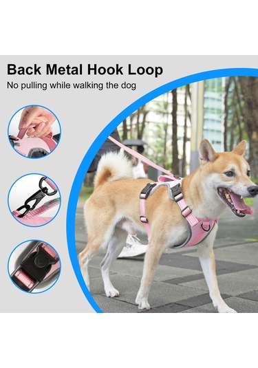 Funadd Traction Rope Reflective Breatheable Nylon Pet Vest Dog Harness, Size: M Pembe