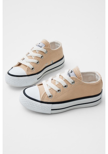 Rahat Kalıp Bağcıklı Çocuk Unisex Bej Spor Ayakkabı Tbh1460 Bej