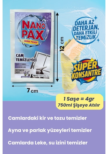 Nanopax Cam Temizleyici 750 ML Sprey + Yedek Saşe