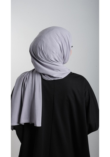 Gri Pratik Hazır Geçmeli Eşarp Sandy Kumaş Sade 1817_15 Gri