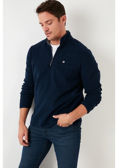 Buratti Slim Fit Anti-Pilling Tüylenme Yapmayan Bato Yaka Kışlık Şardonlu Erkek Polar 5906001 Lacivert