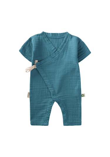 Cigit Organic Kruvaze Müslin Tulum 0-9 Ay Turkuaz Turkuaz